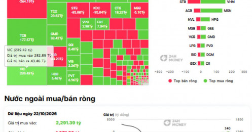 4 ông lớn hút tiền ngoại giữa phiên VN-Index tăng gần 22 điểm