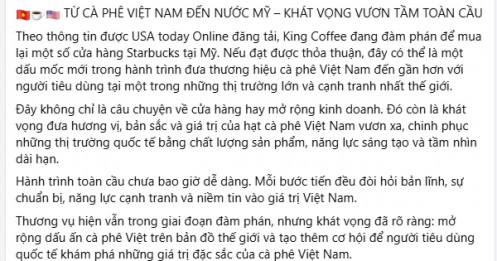 Bà chủ King Coffee hé lộ bước đi mới với Starbucks?