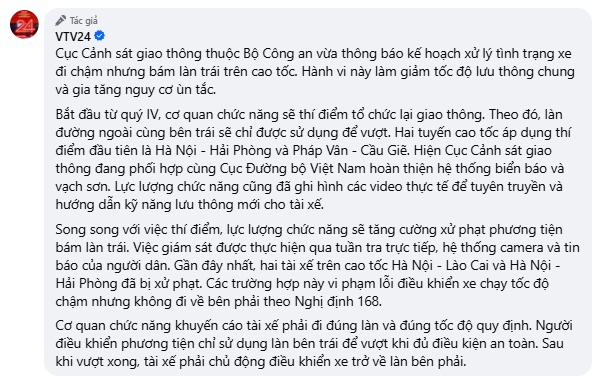 Hà Nội - Hải Phòng và Pháp Vân - Cầu Giẽ sắp thí điểm quy định đặc biệt về làn trái