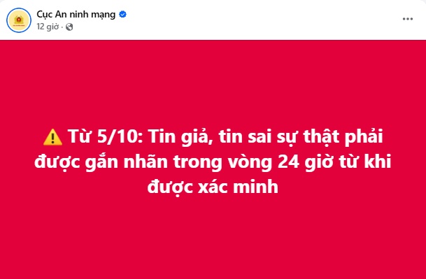 Từ 5/10: Tin giả, tin sai sự thật phải được gắn nhãn trong vòng 24 giờ từ khi được xác minh