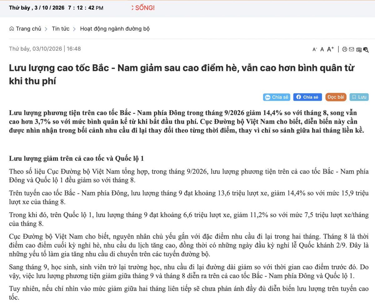 Cao tốc vắng bóng tài xế, quốc lộ lại đông vui: Cục Đường bộ nói gì?