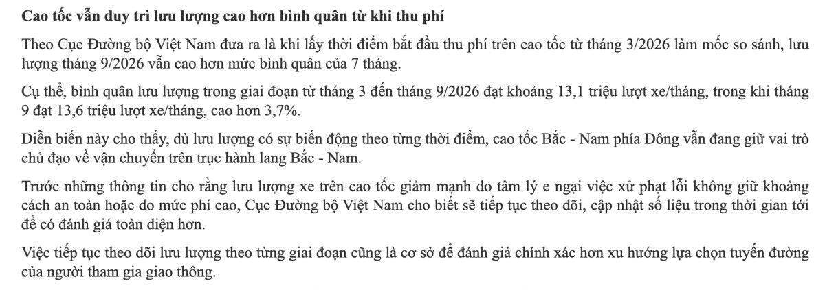 Cao tốc vắng bóng tài xế, quốc lộ lại đông vui: Cục Đường bộ nói gì?
