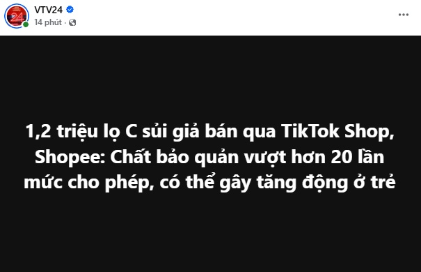 Sốc: 1,2 triệu lọ C sủi giả tuồn lên TikTok Shop, Shopee, chất bảo quản vượt 20 lần