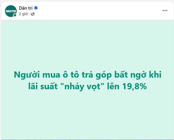 Lãi suất vay mua ô tô trả góp vọt lên 19,8%?