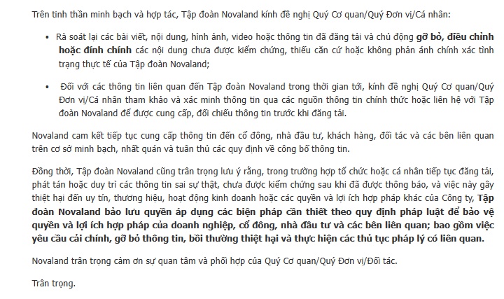 Novaland bất ngờ lên tiếng giữa tin đồn 'phá sản'
