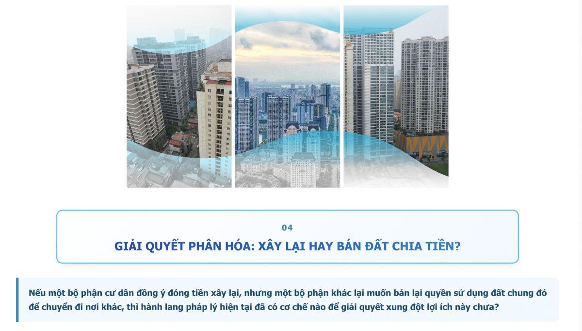 Chung cư hết niên hạn: Tách bạch "tuổi thọ" công trình và quyền sử dụng đất để bảo vệ cư dân