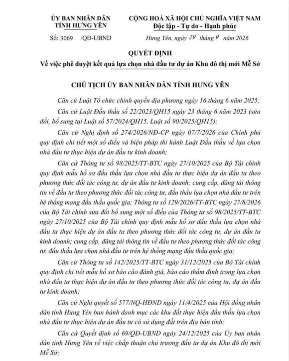 Doanh nghiệp vừa thành lập đã trúng khu đô thị 15.600 tỷ đồng tại Hưng Yên