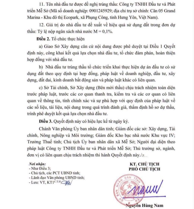 Doanh nghiệp vừa thành lập đã trúng khu đô thị 15.600 tỷ đồng tại Hưng Yên