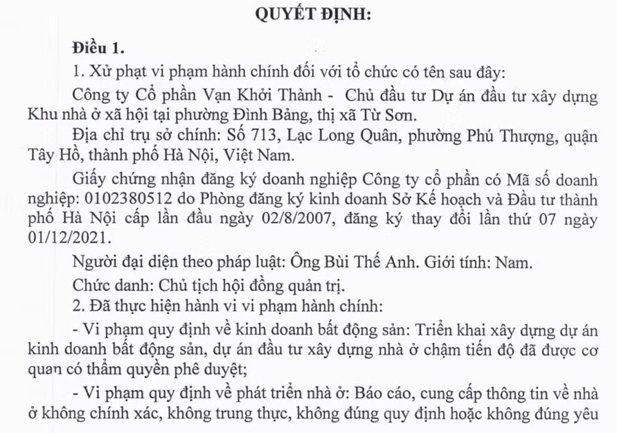 Bắc Ninh thanh tra 2 dự án nhà ở xã hội, một chủ đầu tư từng bị phạt vì bán nhà sai đối tượng