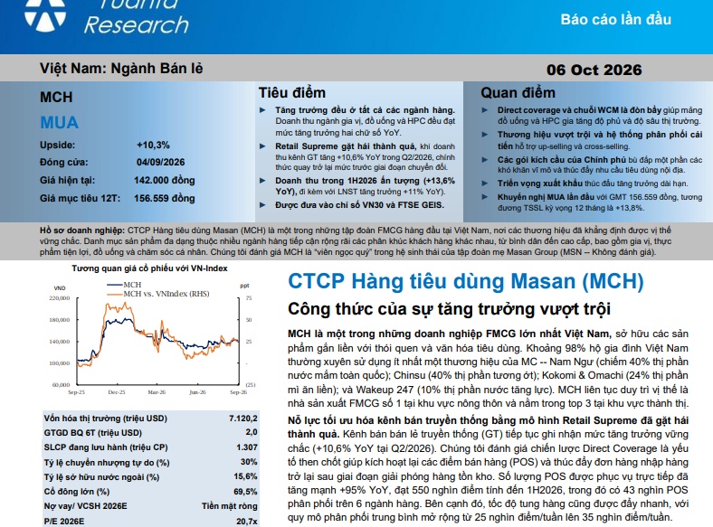 Vì sao nhiều CTCK đặt kỳ vọng vào MCH?