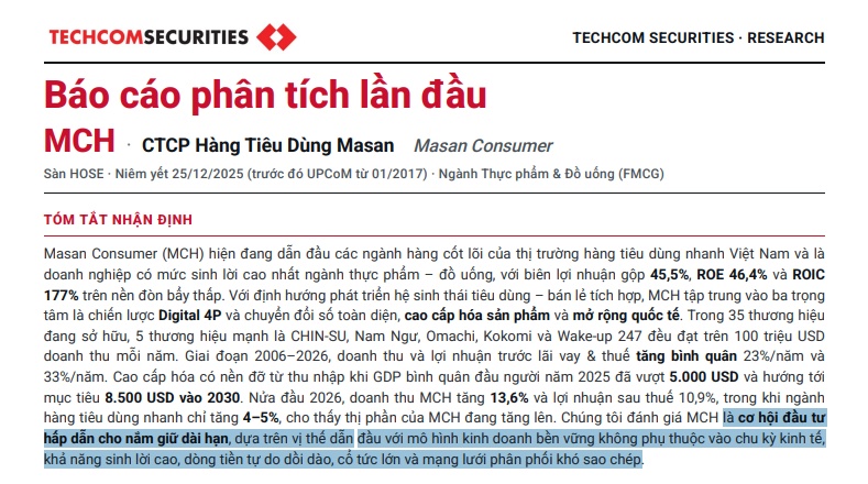Vì sao nhiều CTCK đặt kỳ vọng vào MCH?