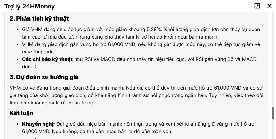 Báo động với VHM: Đáy 6 tháng đã bị xuyên thủng