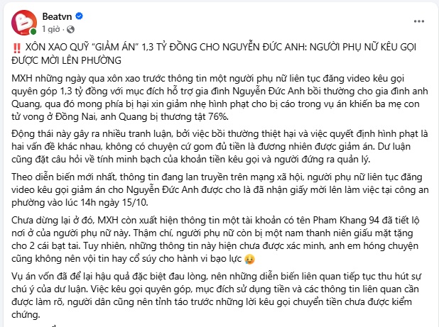 Xôn xao quỹ 1,3 tỷ đồng xin giảm án cho Nguyễn Đức Anh