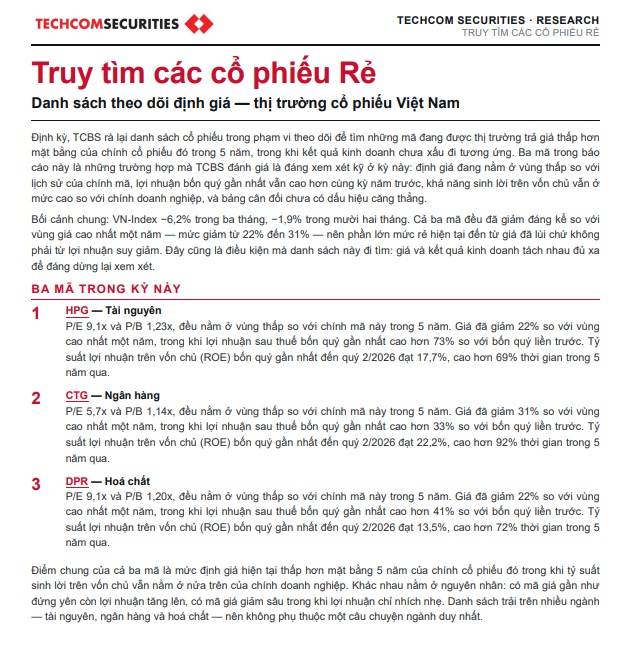 3 cổ phiếu nào đang bị thị trường định giá thấp?