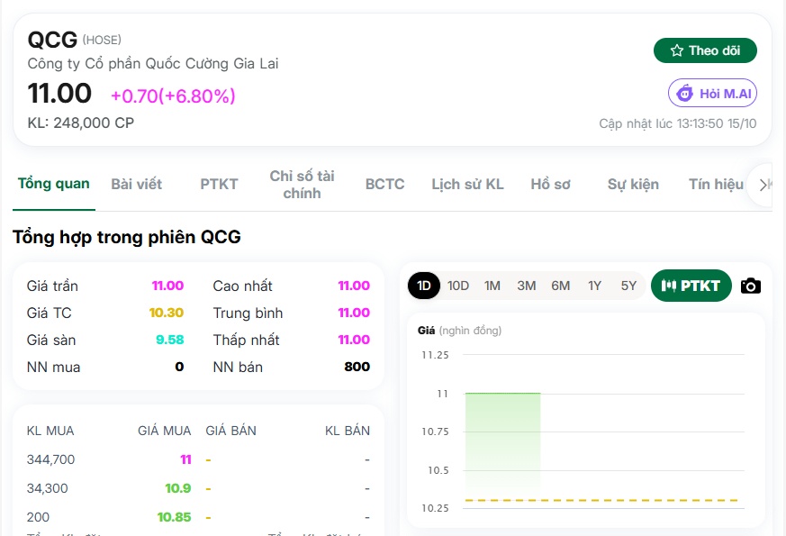 Cổ phiếu QCG “cháy hàng”, vốn hóa vượt 3.000 tỷ đồng