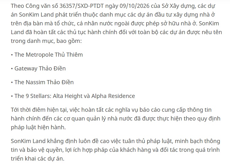 Sau hai quyết định xử phạt, Sơn Kim Land nói gì?