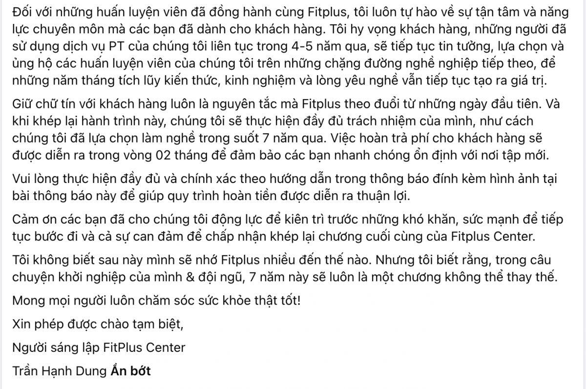 Phòng gym dừng hoạt động, lời hứa hoàn tiền gây chú ý