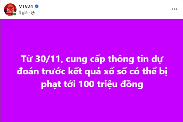 Từ 30/11, cung cấp thông tin dự đoán trước kết quả xổ số có thể bị phạt tới 100 triệu đồng