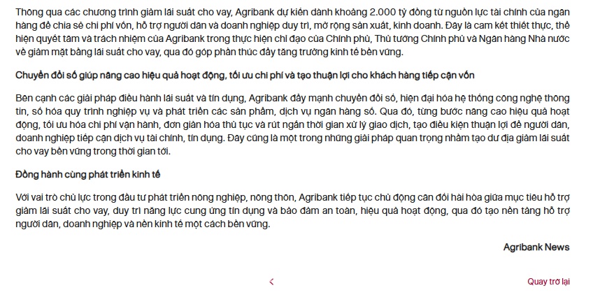 Agribank giảm 2%/năm lãi suất cho vay cho hàng loạt khách hàng từ hôm nay (19/10)