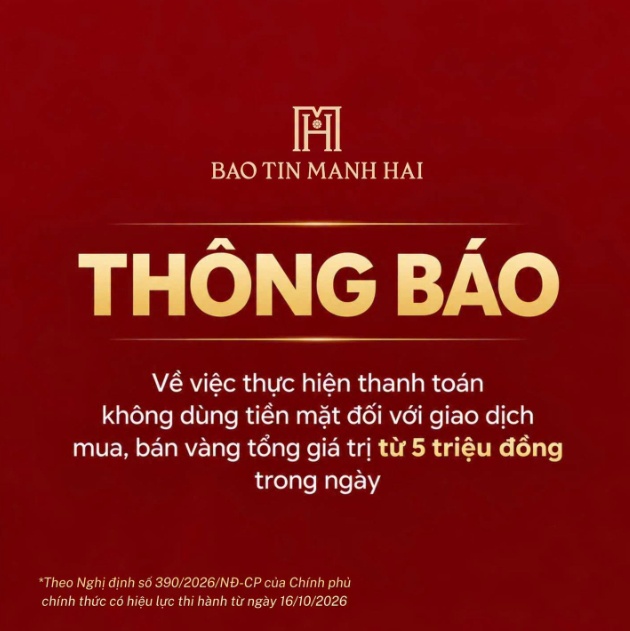 Các thương hiệu vàng Phú Quý, Bảo Tín Minh Châu, Bảo Tín Mạnh Hải đồng loạt thay đổi phương thức thanh toán
