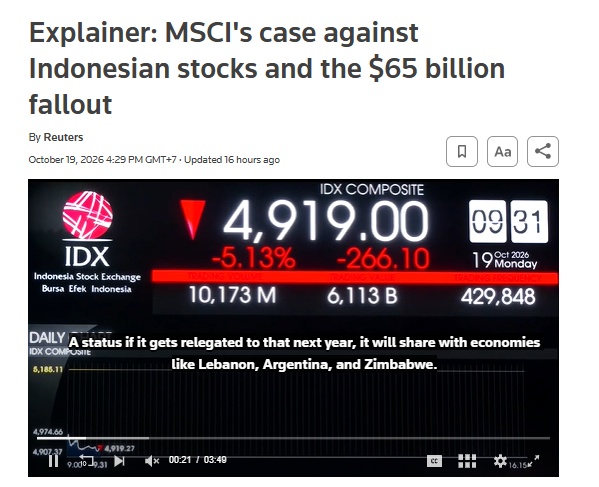 Cơn ác mộng MSCI bao trùm chứng khoán Indonesia