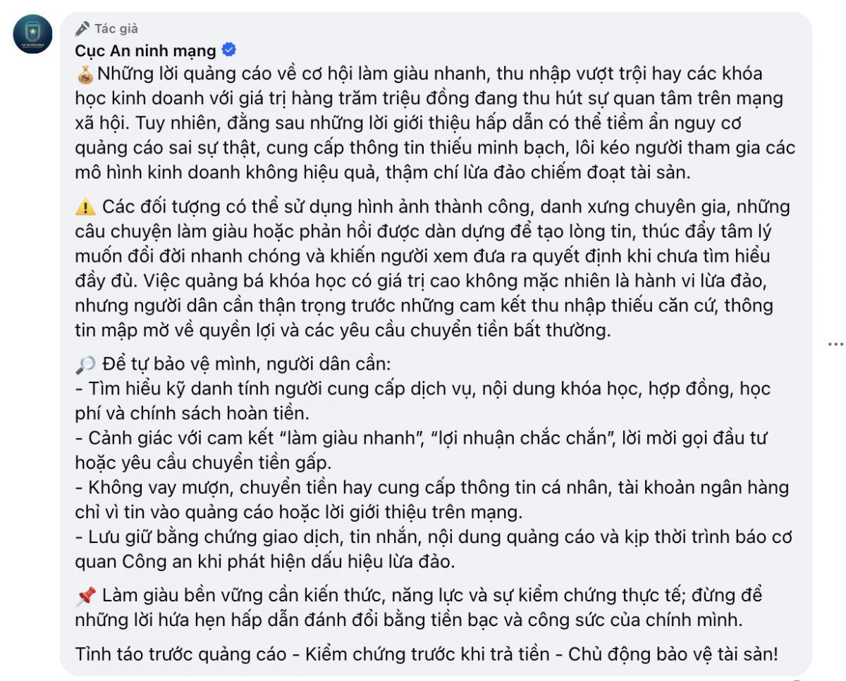 Cục An ninh mạng phát cảnh báo về chiêu trò 'thần tốc đổi đời'
