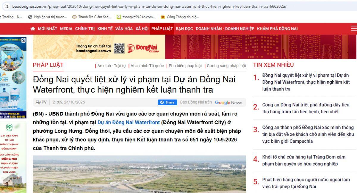 Điều gì đang xảy ra tại dự án Đồng Nai Waterfront của Nam Long (NLG)?