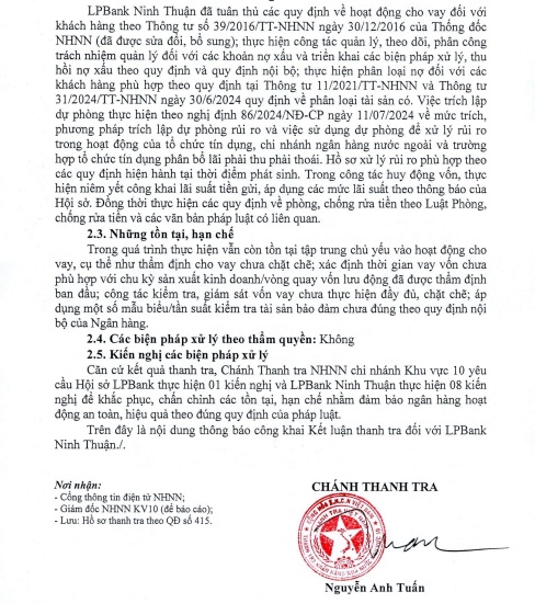 Chi nhánh của một ngân hàng bị thanh tra