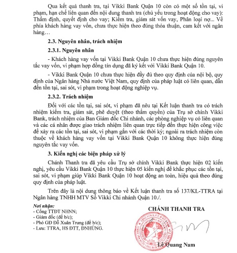 Cho vay, thẩm định, giám sát vốn vay tại Vikki Bank Quận 10 có vấn đề gì?