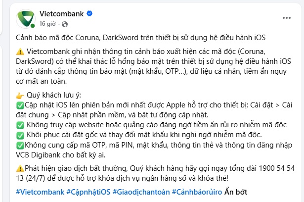 3 ngân hàng lớn đồng loạt cảnh báo người dùng iPhone