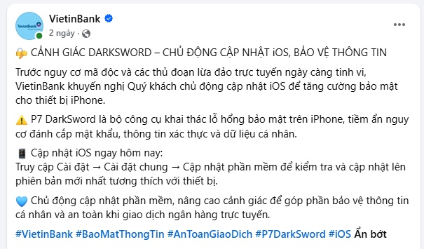 3 ngân hàng lớn đồng loạt cảnh báo người dùng iPhone