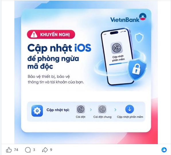 3 ngân hàng lớn đồng loạt cảnh báo người dùng iPhone
