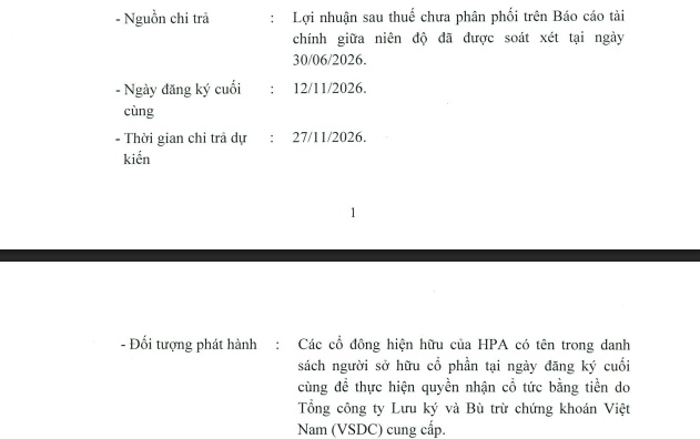 HPA chia cổ tức 18%, dòng tiền hàng trăm tỷ về Hòa Phát