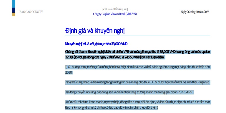 VRE sắp bước vào chu kỳ tăng trưởng mới?
