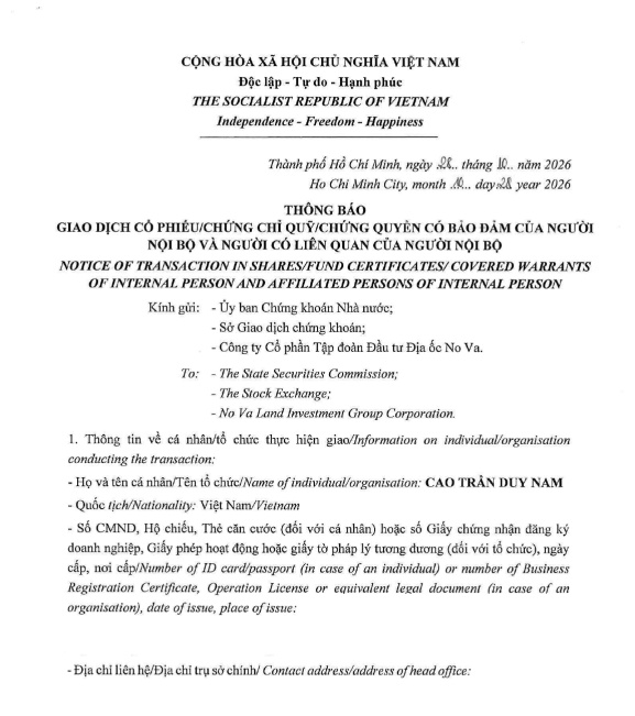 Con gái ông Bùi Thành Nhơn muốn chi hơn 300 tỷ mua cổ phiếu NVL