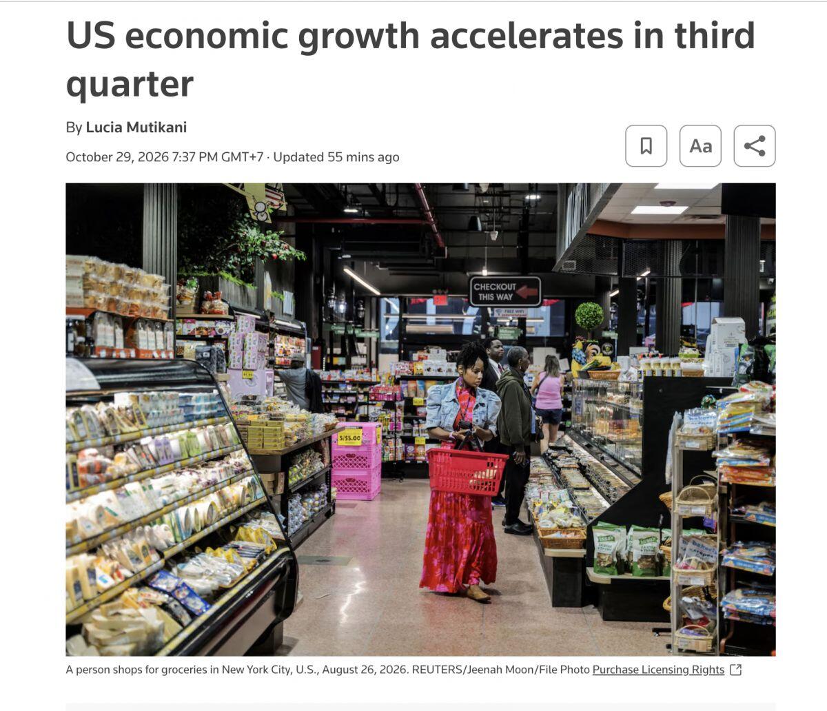 GDP Mỹ tăng vượt dự báo trong quý III