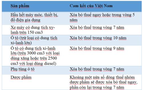 Cam kết mở cửa thị trường hàng hóa của Việt Nam trong EVFTA