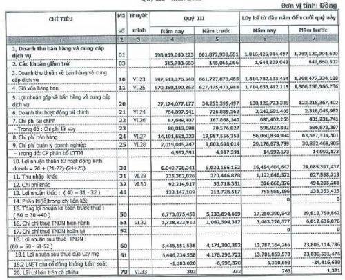 TMC: Lãi hợp nhất 9 tháng đầu năm giảm 42%