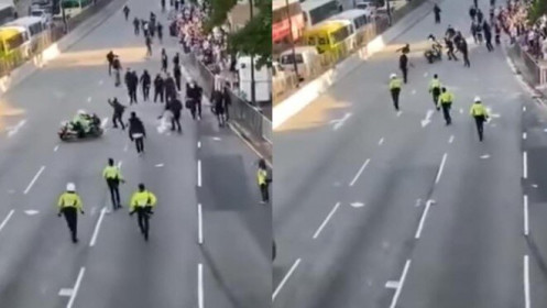Hong Kong: Cảnh sát lao xe vào đám đông, dọa ăn mừng sinh viên thiệt mạng
