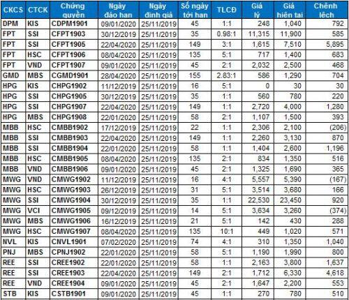 Thị trường chứng quyền Tuần 25-29/11/2019: Vẫn chưa thể thoát khỏi sắc đỏ