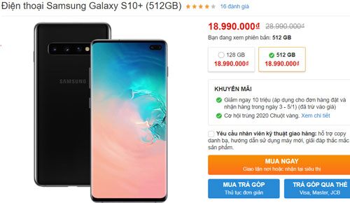 Samsung Galaxy S10 Plus giảm giá 10 triệu đồng tại Việt Nam