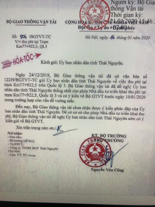 Vì sao Bộ GTVT ra công văn hỏa tốc gửi Thái Nguyên về BOT Thái Nguyên-Chợ Mới?