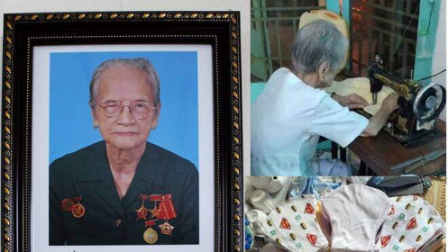 Mẹ Việt Nam anh hùng 95 tuổi miệt mài may khẩu trang hỗ trợ phòng chống dịch bệnh
