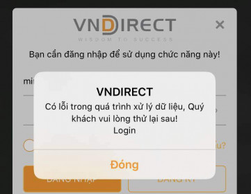 Hệ thống VNDirect gặp sự cố đăng nhập trong phiên sáng 06/04