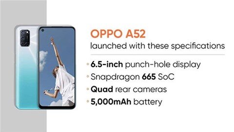 Oppo A52 gây sốc với Snap 665, pin 5000mAh, 4 camera sau, giá rẻ bất ngờ