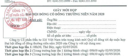 IDJ tổ chức ĐHĐCĐ lần 2 chỉ 45 phút sau khi tổ chức lần 1 bất thành