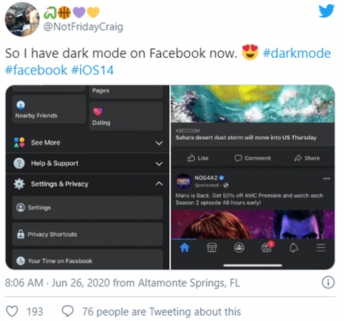 Facebook ra mắt Chế độ nền tối trên iOS