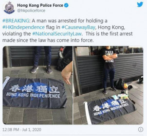 Luật an ninh mới ban hành, Hong Kong thực hiện vụ bắt giữ đầu tiên