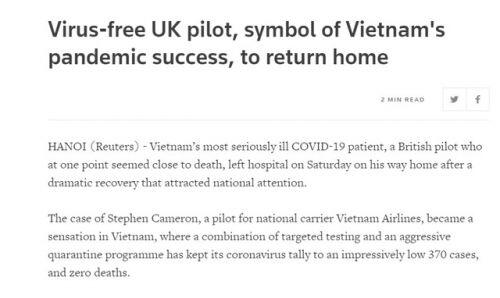 Báo chí nước ngoài ca ngợi Việt Nam tận tình cứu chữa phi công Anh