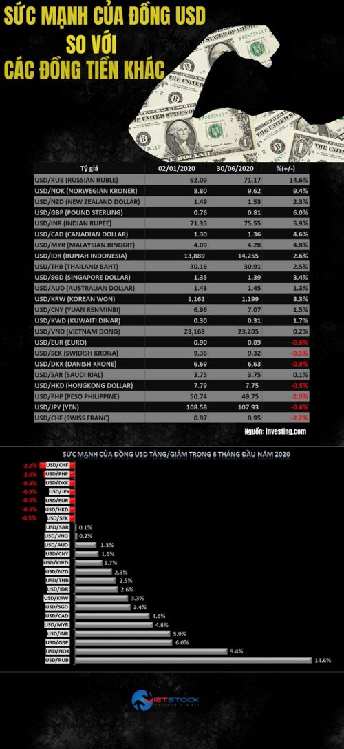 Sức mạnh của đồng USD thay đổi như thế nào trong 6 tháng đầu năm 2020?